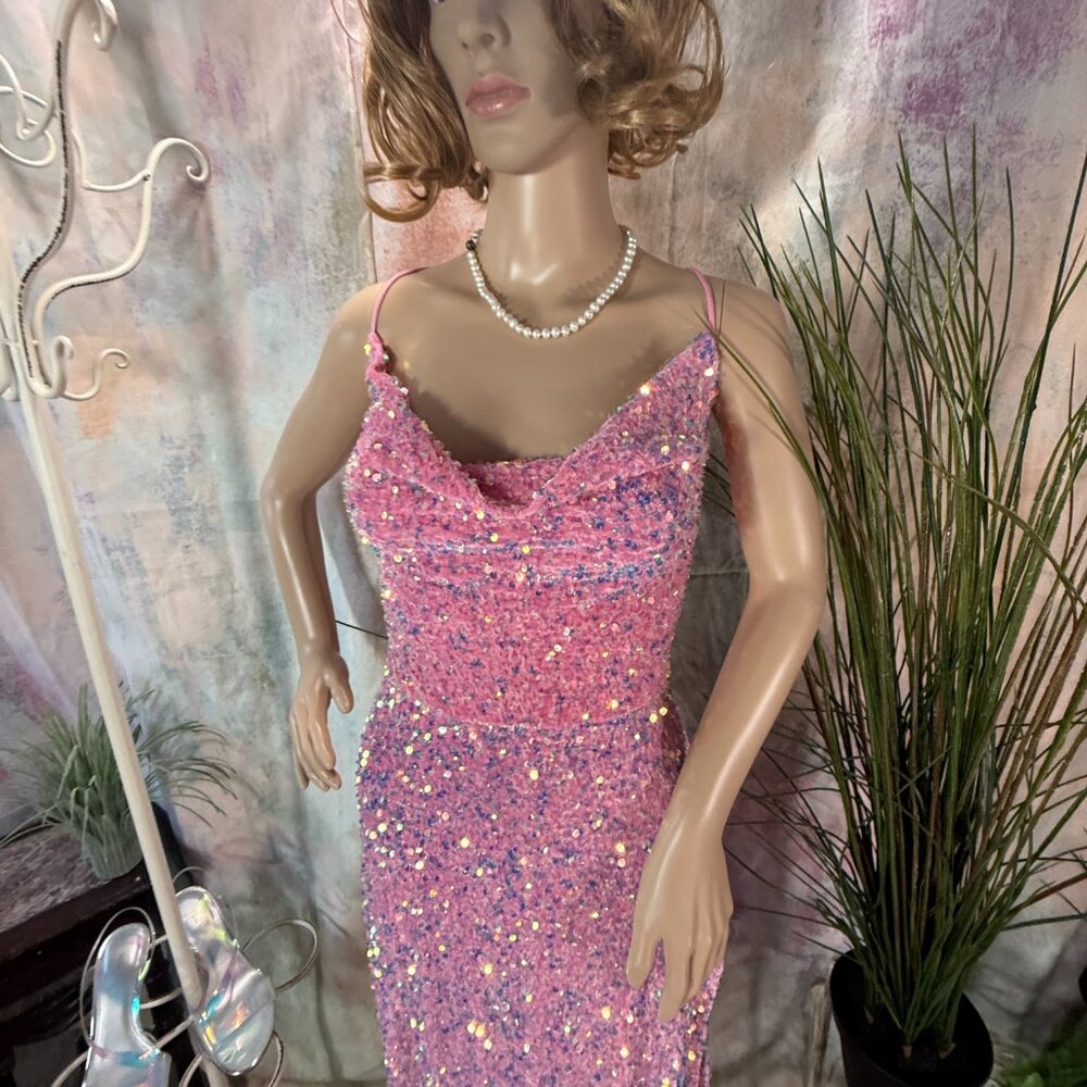 📌Lucy in the Sky Sexy Sequin Backless Long Slit Formal -Prom- Homecoming Dress - Picture 2 of 16